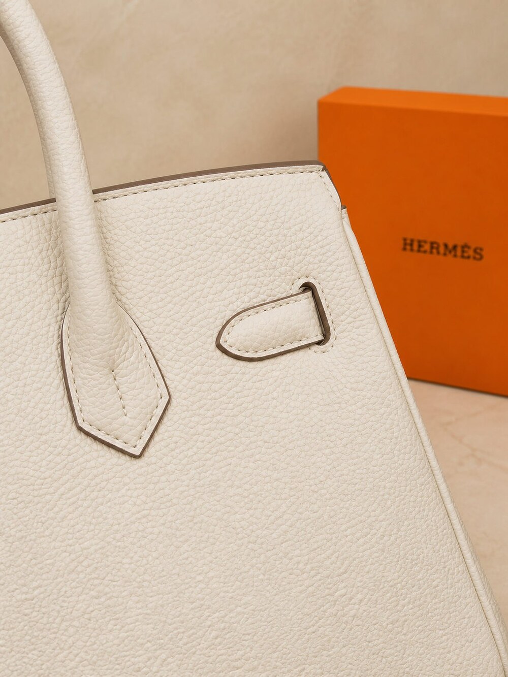 Hermes Nata Togo Leather Birkin Top Handle Bag with Gold Hardware - Picture 6 of 9